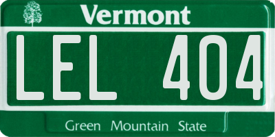 VT license plate LEL404