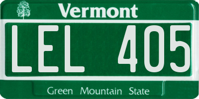VT license plate LEL405