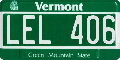 VT license plate LEL406