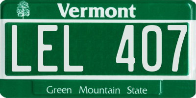 VT license plate LEL407
