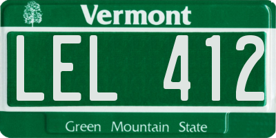 VT license plate LEL412