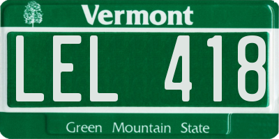 VT license plate LEL418