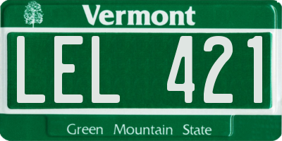 VT license plate LEL421