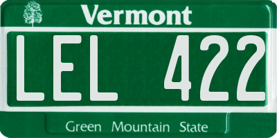 VT license plate LEL422