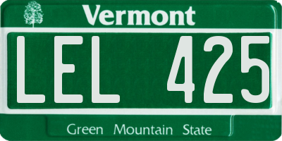 VT license plate LEL425