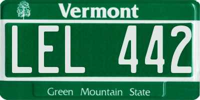 VT license plate LEL442