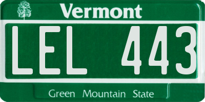 VT license plate LEL443