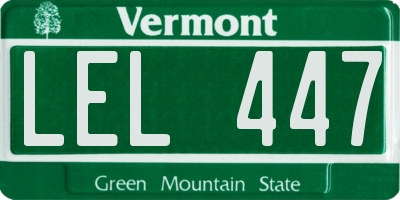 VT license plate LEL447