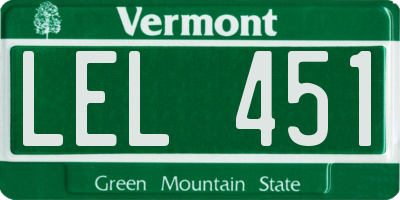 VT license plate LEL451