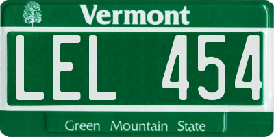 VT license plate LEL454