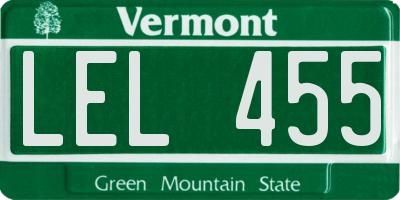 VT license plate LEL455