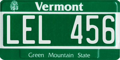 VT license plate LEL456