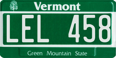 VT license plate LEL458