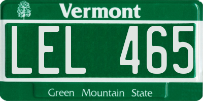 VT license plate LEL465