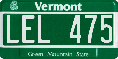 VT license plate LEL475