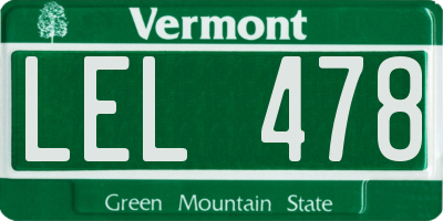 VT license plate LEL478