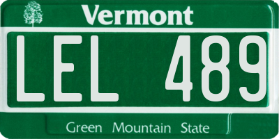 VT license plate LEL489