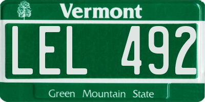 VT license plate LEL492