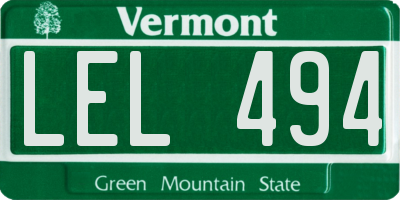 VT license plate LEL494