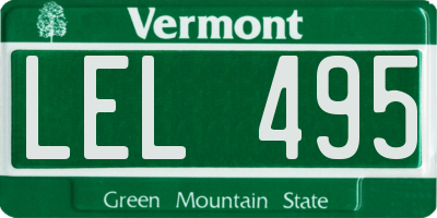 VT license plate LEL495
