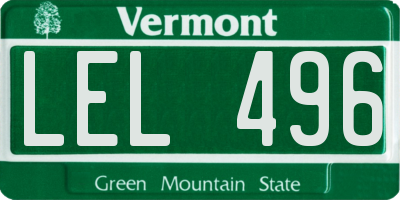 VT license plate LEL496