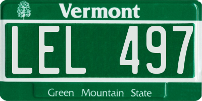 VT license plate LEL497