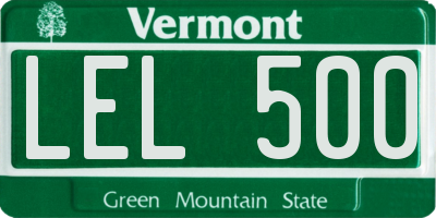 VT license plate LEL500