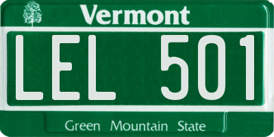 VT license plate LEL501