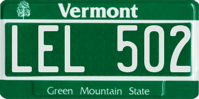VT license plate LEL502