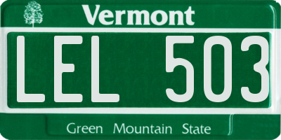 VT license plate LEL503