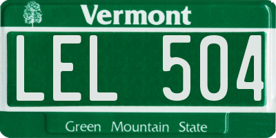 VT license plate LEL504