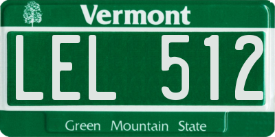 VT license plate LEL512