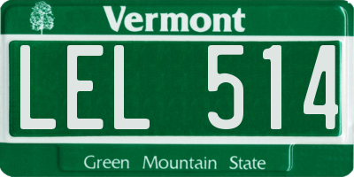 VT license plate LEL514