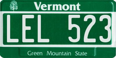 VT license plate LEL523