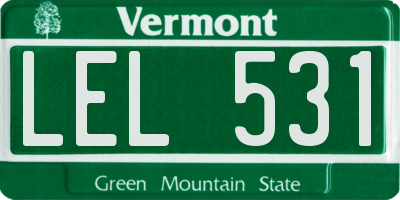 VT license plate LEL531