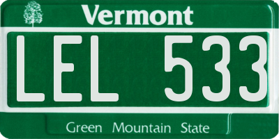 VT license plate LEL533
