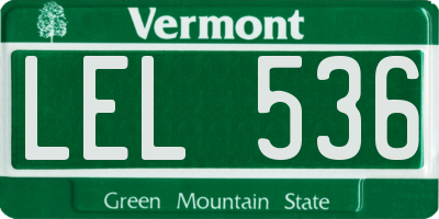 VT license plate LEL536