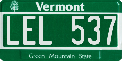 VT license plate LEL537