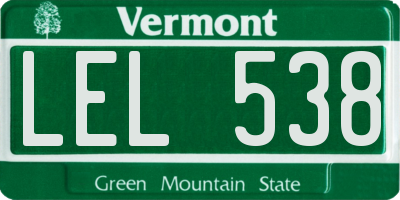 VT license plate LEL538