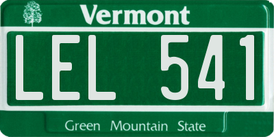 VT license plate LEL541