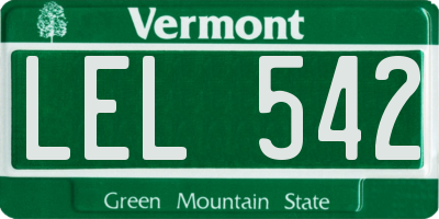 VT license plate LEL542