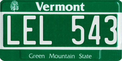 VT license plate LEL543