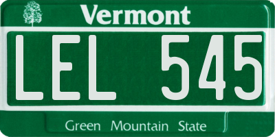 VT license plate LEL545