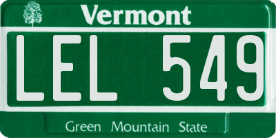 VT license plate LEL549