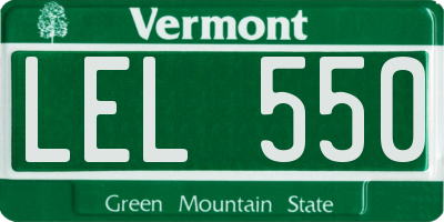 VT license plate LEL550