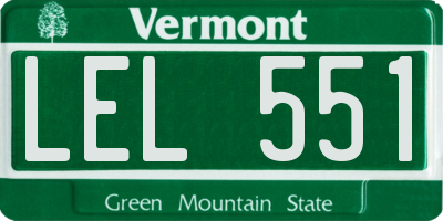 VT license plate LEL551