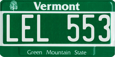 VT license plate LEL553