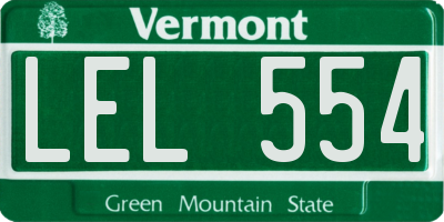 VT license plate LEL554