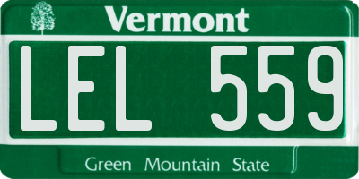 VT license plate LEL559