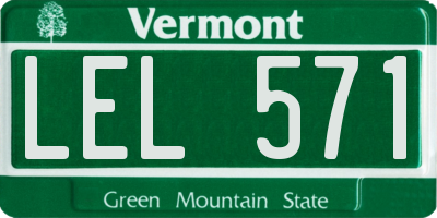 VT license plate LEL571